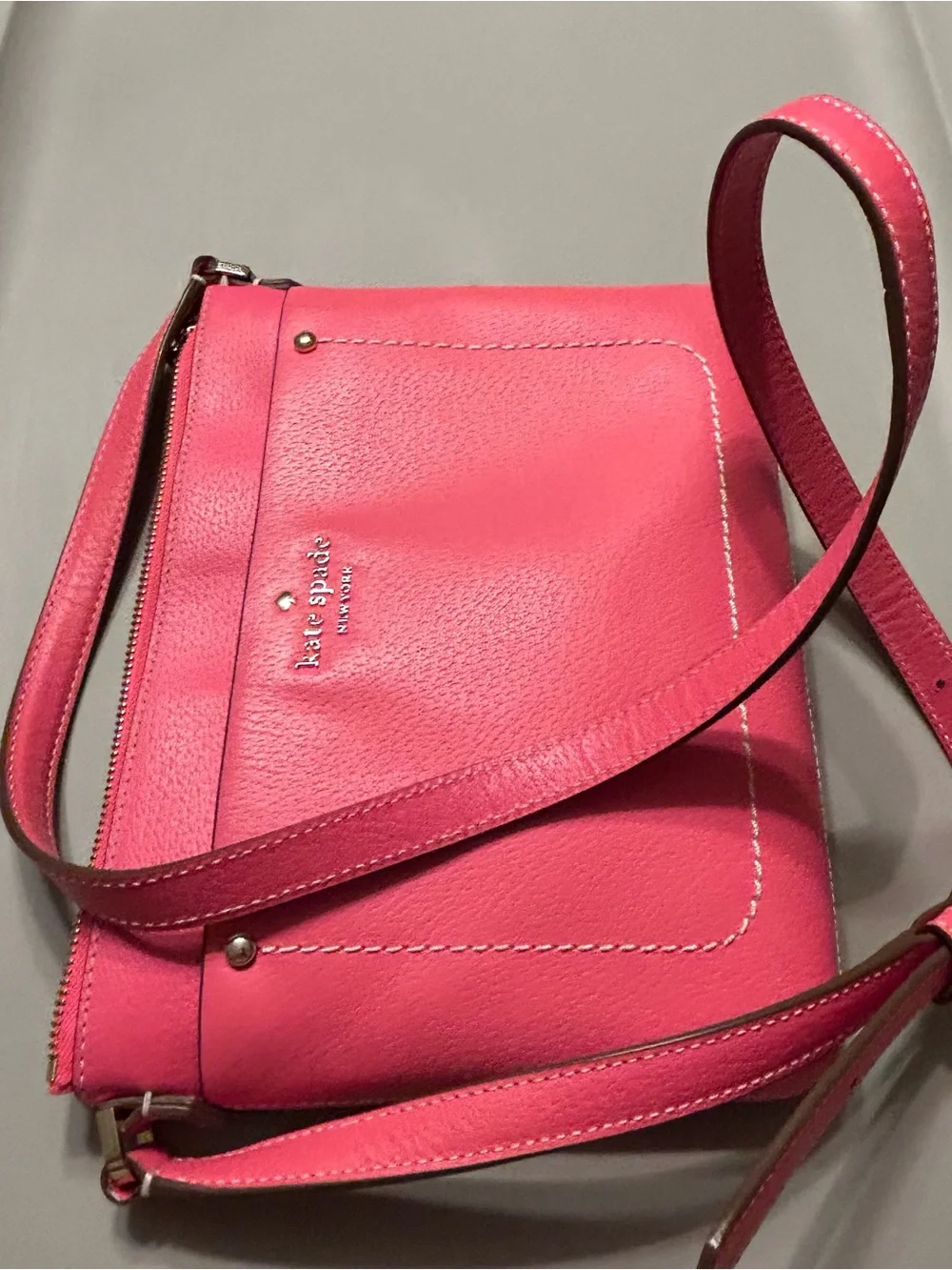 kate spade Hot Pink Pebbled Leather Wristlet Crossbody